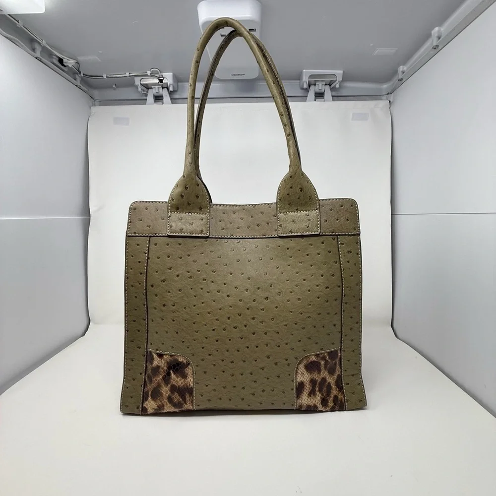 Guess Olive Green and Brown Tote Bag - Picture 3 of 15